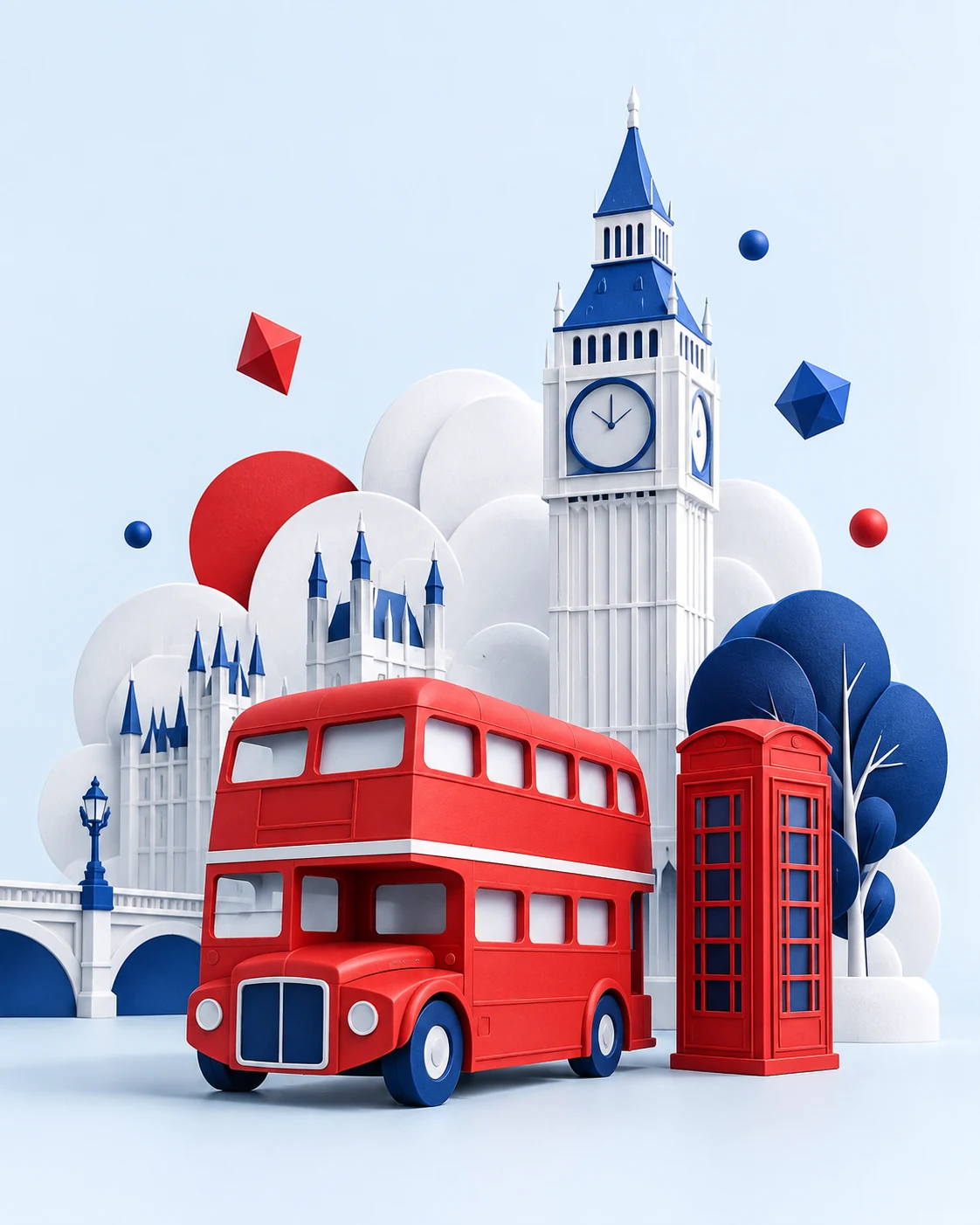 Un piccolo mondo British: un bus rosso, una cabina londinese e il Big Ben